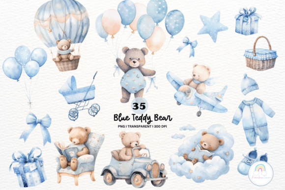 Download Blue Teddy Bear Baby Shower Clipart - Baby Collection