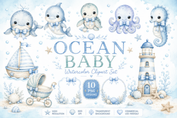 Download Ocean Baby Watercolor Clipart - Baby Collection