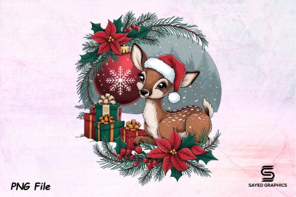 Download Christmas Flowers Deer Png Sublimation - Premium Resources