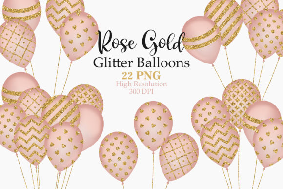 Download Rose Gold Glitter Balloons Clip Art - Glitter Collection