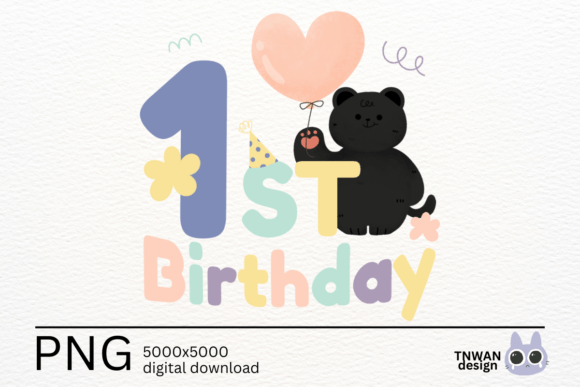 Download 1st First Birthday Baby Black Cat Pod - Baby Collection
