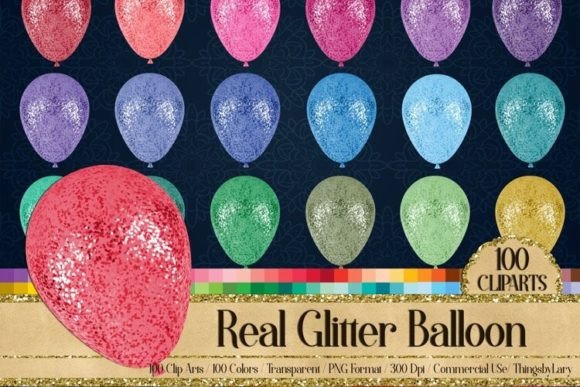 Download Real Glitter Balloons Party Cliparts - Glitter Collection
