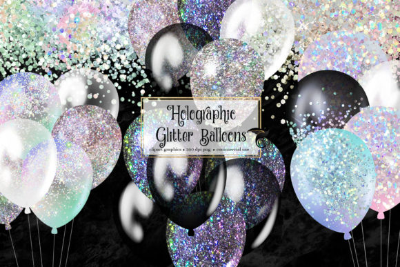 Download Holographic Glitter Balloons Clipart - Glitter Collection