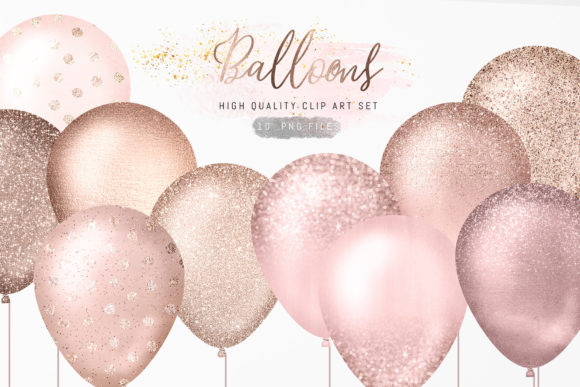 Download Rose Gold Glitter Balloons Clipart - Glitter Collection