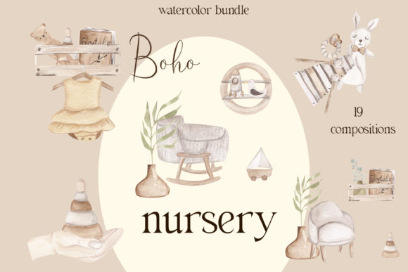 Download Boho Baby Nursery PNG, Watercolor Baby - Baby Collection