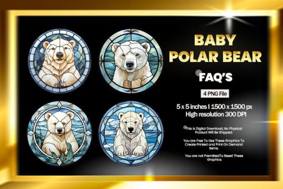 Download Baby Polar Bear Stained Glass - Baby Collection