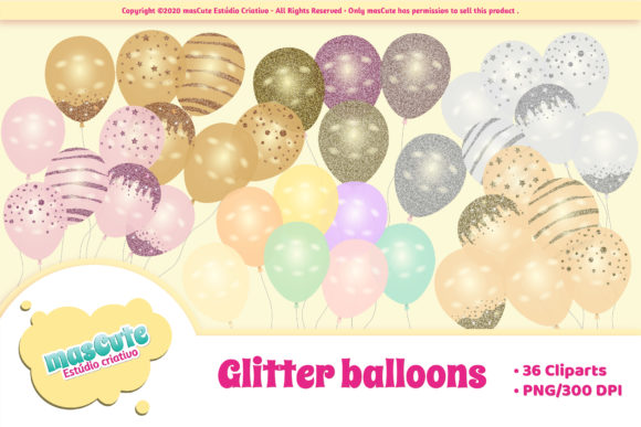 Download Glitter Balloons Cliparts - Glitter Collection