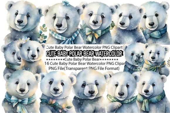 Download Cute Baby Polar Bear Watercolor Bundle - Baby Collection