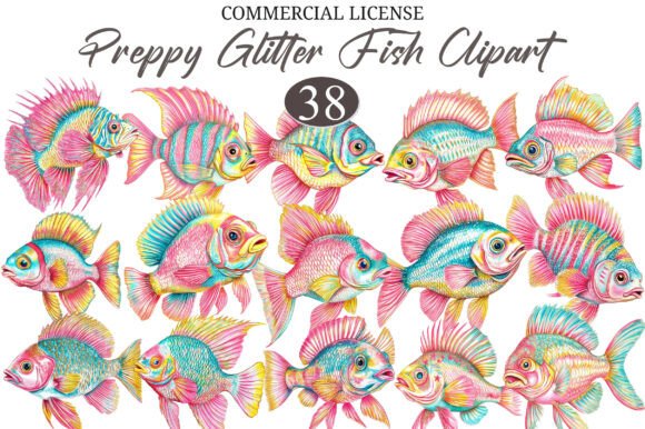 Download Preppy Glitter Fish PNG Clipart - Glitter Collection