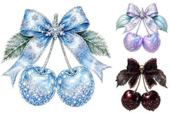 Download Glitter Cherry Bow Clipart Bundle - Glitter Collection