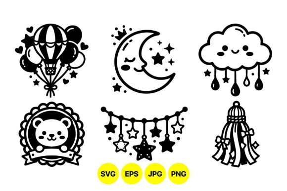Download Cute Baby Moon and Star SVG - Baby Collection