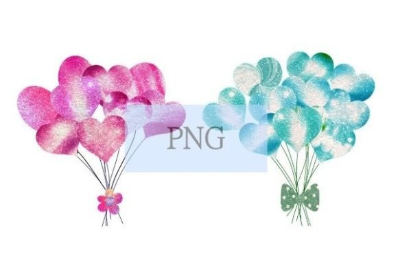 Download Glitter Balloons Pink Green Teal Png - Glitter Collection