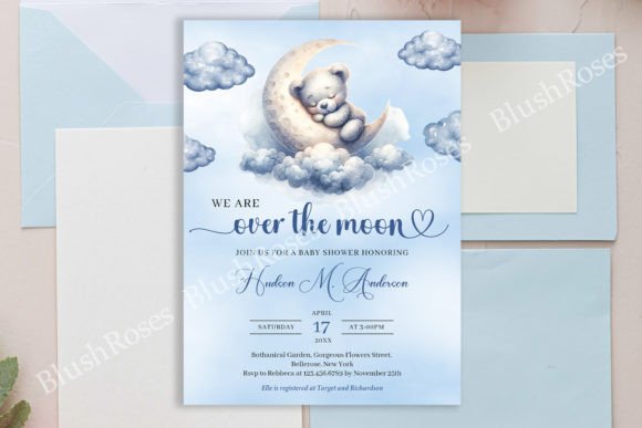 Download We Are over the Moon Baby Shower Invite - Baby shower invite Collection