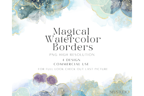 Download Glitter Watercolor Wavy Borders - Glitter Collection