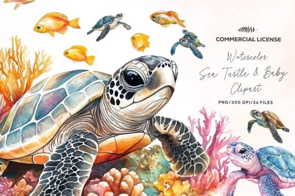 Download Watercolor Sea Turtle &amp; Baby Clipart - Baby Collection