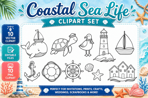 Download Coastal Baby Digital Stamp Clipart PNG - Baby Collection