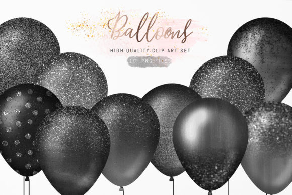 Download Black Glitter Sparkle Balloons Clipart - Glitter Collection