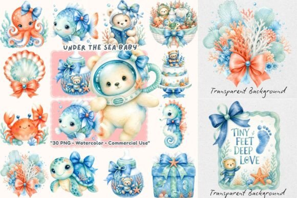 Download Under the Sea Ocean Baby Shower Clipart - Baby Collection