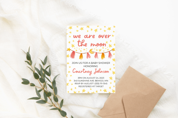 Download Canva over the Moon Baby Shower Template - Baby Collection