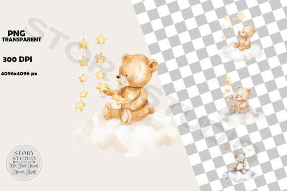 Download Dreamy Baby Bear Stars Cloud Nursery - Baby Collection