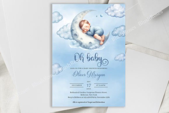Download Cute Sleeping Baby Boy over the Moon Inv - Baby Collection
