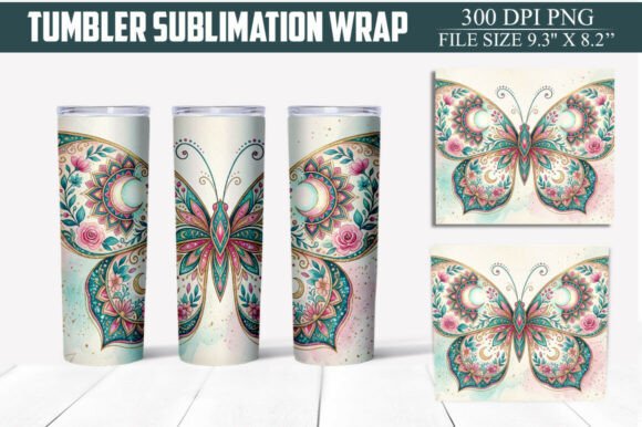 Download Floral Butterfly Tumbler Wrap PNG - Premium Resources