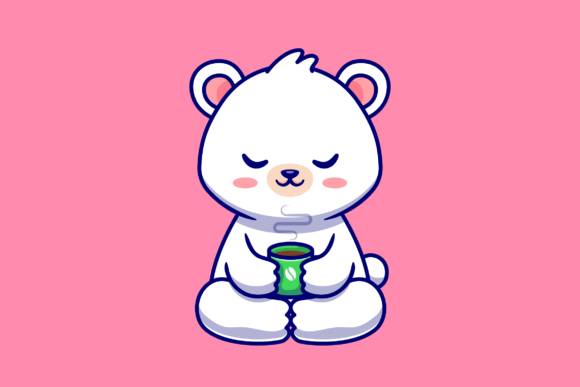 Download Cute Baby Polar Bear with Coffee Cup - Baby Collection