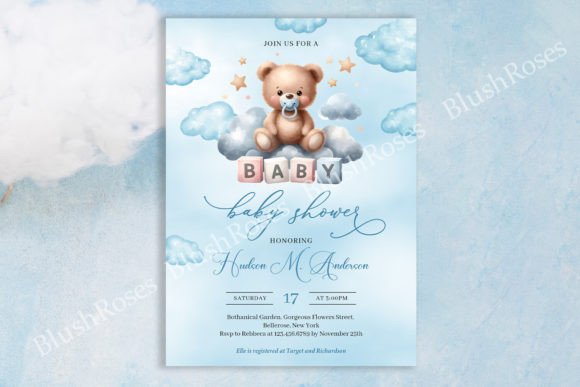 Download Cute Teddy Bear Boy Baby Shower Invite - Baby shower invite Collection
