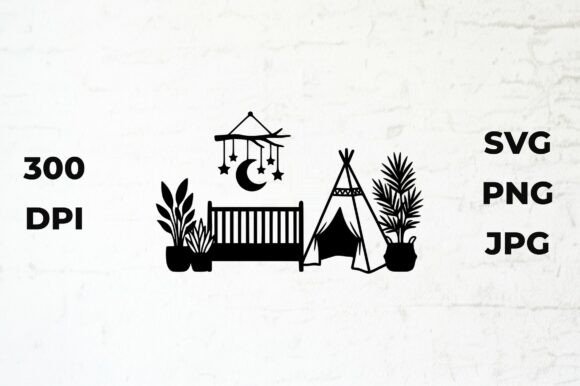 Download Baby Nursery Scene with Crib and Tent - Baby Collection