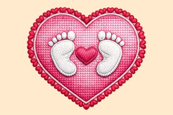 Download Heart Baby Footprints Embroidery Png - Baby Collection