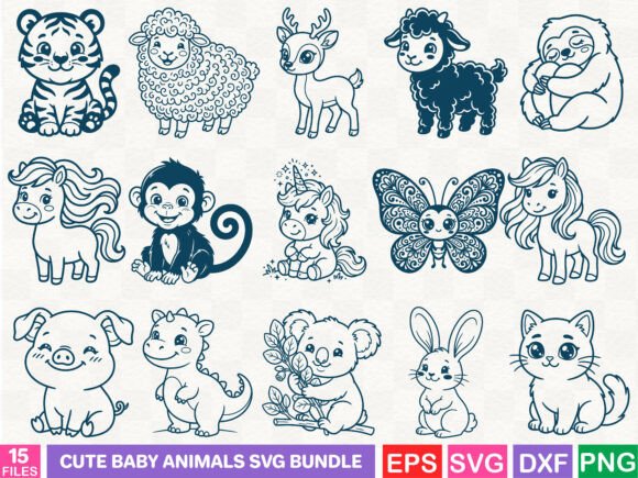 Download Cute Baby Animals SVG Bundle - Baby Collection