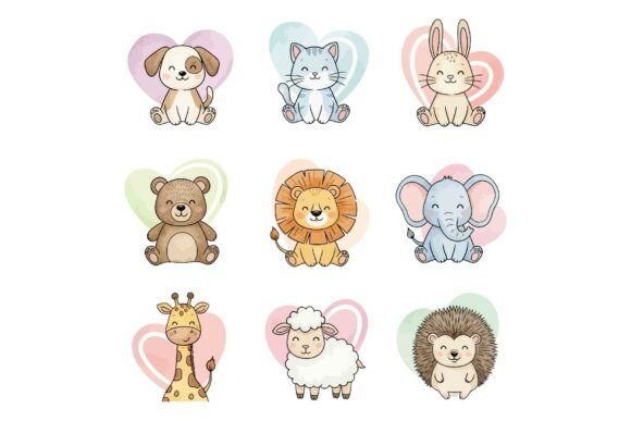 Download Cute Baby Animals with Hearts - Baby Collection
