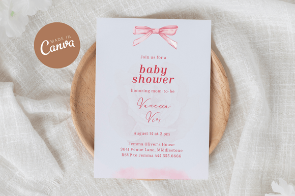 Download Coquette Baby Shower Invitiation Canva - Baby Collection