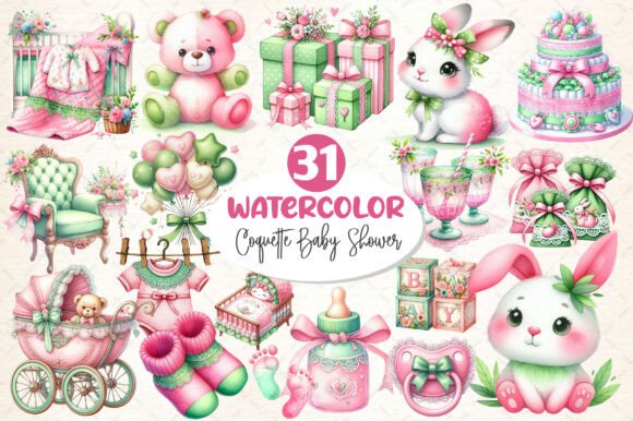 Download Pastel Coquette Baby Shower Clipart - Baby Collection