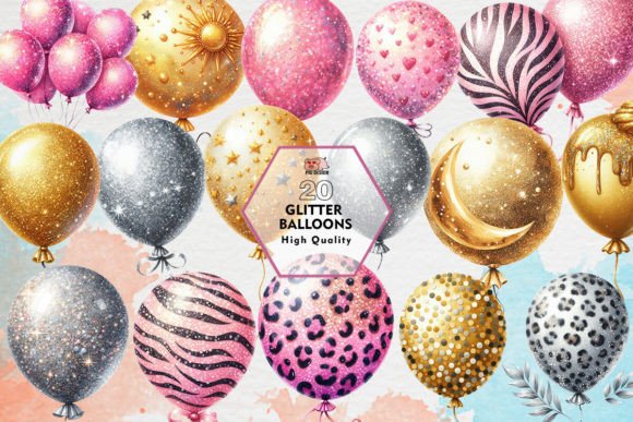 Download Glitter Balloons Sublimation Clipart PNG - Glitter Collection
