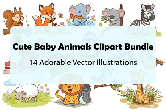 Download 14 Cute Baby Animals Clipart Bundle - Baby Collection