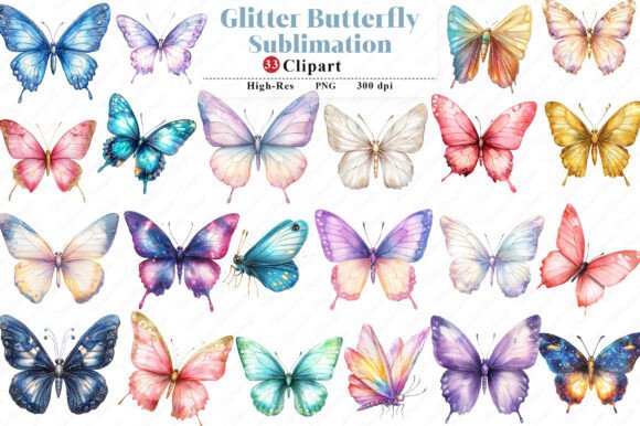 Download Glitter Butterfly Sublimation Clipart - Glitter Collection