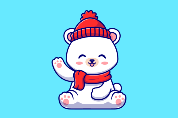 Download Cute Baby Polar Bear Winter Waving Hand - Baby Collection