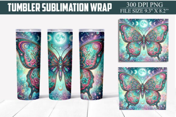 Download Floral Butterfly Tumbler Wrap PNG - Premium Resources