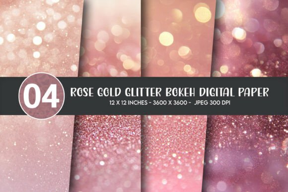 Download Rose Gold Glitter Bokeh Digital Paper - Glitter Collection