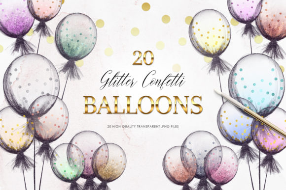 Download Glitter Balloons Clipart, Birthday PNG - Glitter Collection