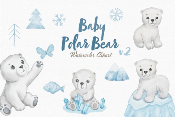 Download Watercolor Clipart Сute Baby Polar Bear - Baby Collection