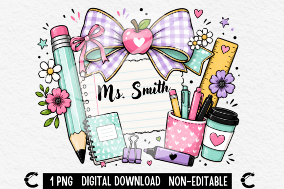 Download Custom Teacher Name Purple Coquette Bow - Teacher Collection